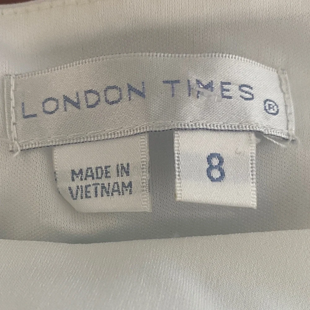 London Times White and Black Colorblock Midi Dress Size 8 - Picture 5 of 5